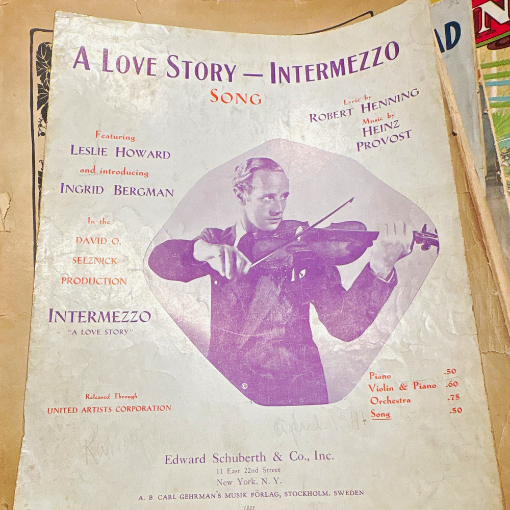 A Love Story Intermezzo Song Sheet Music Voice Piano Violin