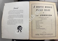 RARE Vtg 1941 5 Boogie Woogie Piano Solos Pete Johnson Sheet Music Book Leeds