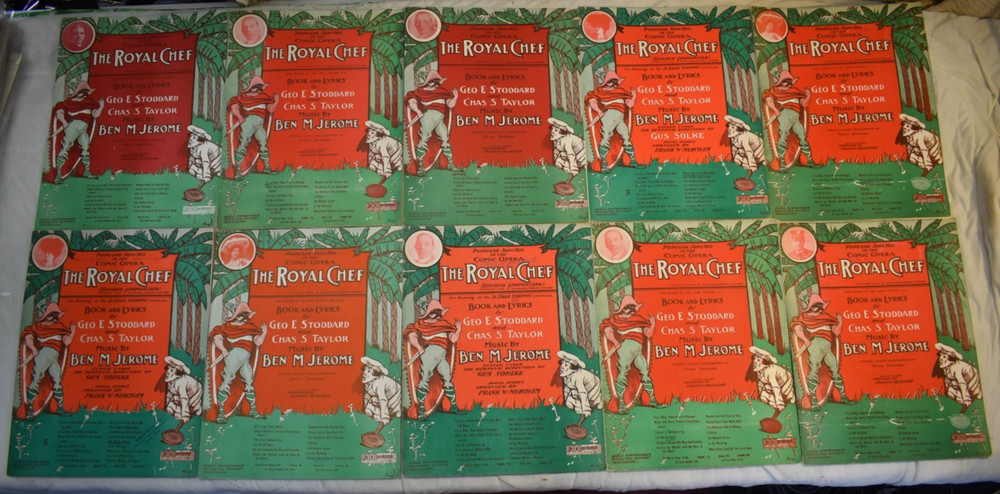 1904 The Royal Chef by Stoddard, Taylor and Jerome Sheet Music Lot (17) – rare