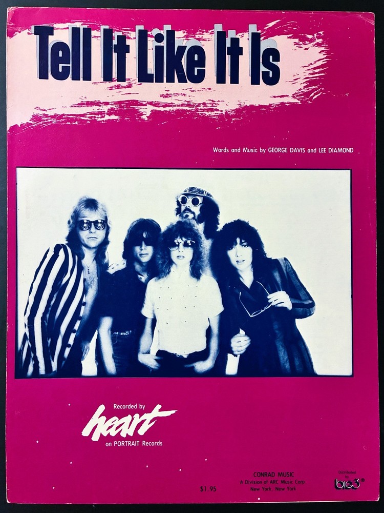 1980 HEART « TELL IT LIKE IT IS » SHEET MUSIC – POP ROCK ERA – WILSON SISTERS