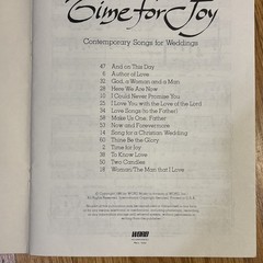 TIME FOR JOY CONTEMPORARY SONGS FOR WEDDINGS Songbook 1980 Sacred Songs Music