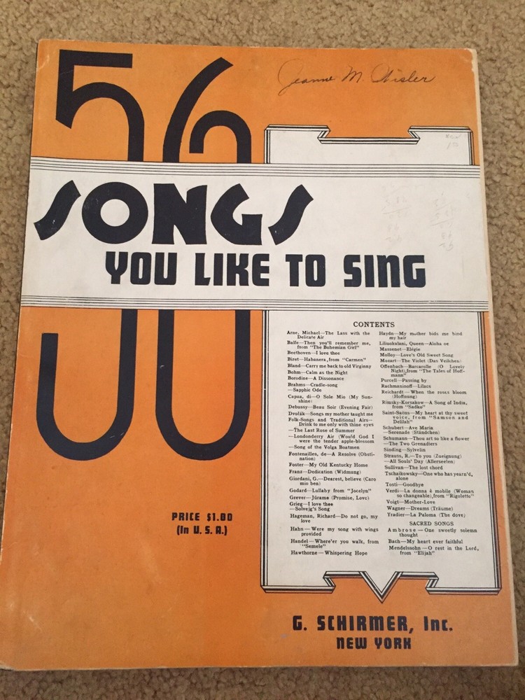 56 Songs You Like to Sing Sheet Music 200 Pages Song Book Vintage 1937
