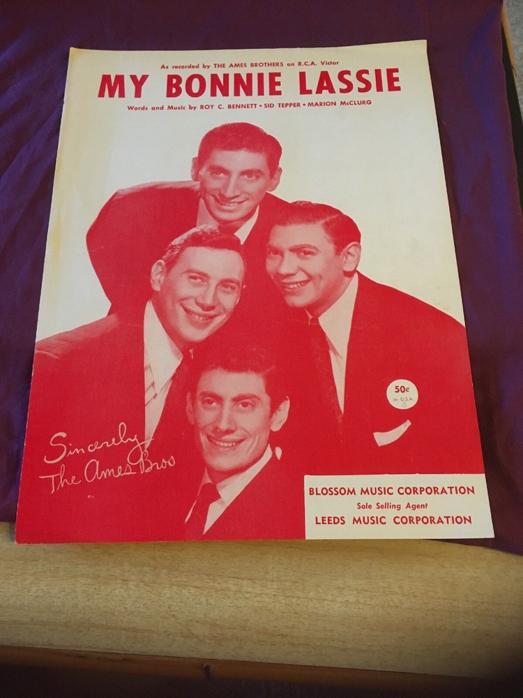 Vintage Sheet Music; My Bonnie Lassie, Ames Brothers 1952