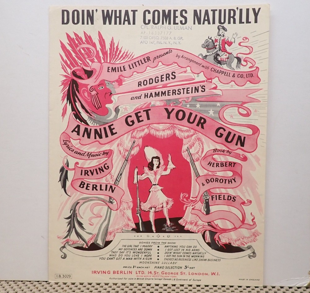 Doin&rsquo; What Comes Natur&rsquo;lly – Irving Berlin – Sheet Music 1946 (London)