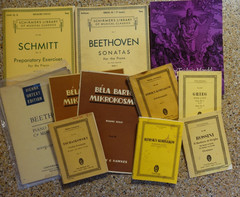 Large Lot of Piano/Violin Sheet Music – Bartok Beethoven Handel Rimsky Grieg