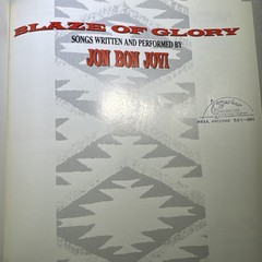 BLAZE OF GLORY Sheet Music 1990 Jon Bon Jovi Guitar Piano Rock w/ Poster