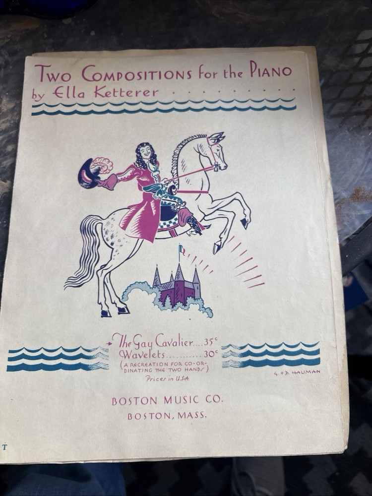 Vintage Two Compositions for the Piano Ella Ketterer Boston Music Co Sheet Music
