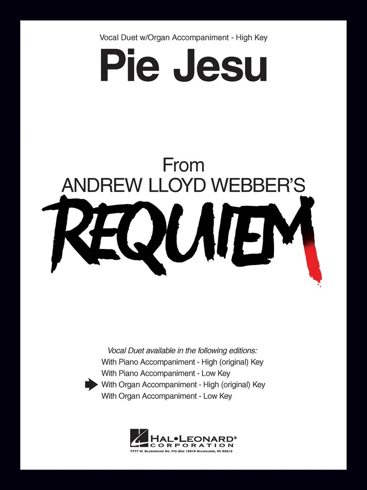 Pie Jesu from Requiem for High Key Vocal Duet & Organ Sheet Music Book