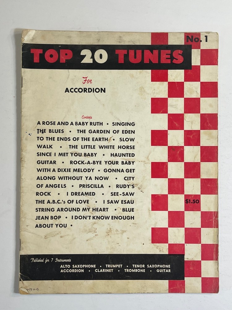 Vintage Top 20 Tunes For The Accordion – Sheet Music Book – Bentley Music Co