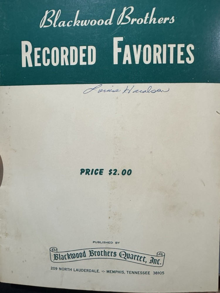 Southern Gospel Song Book Blackwood Brothers « Recorded Favorites » 1971