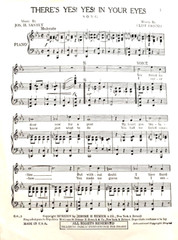 There&rsquo;s Yes Yes In Your Eyes, Bob Causer photo, 1924, Antique Sheet Music