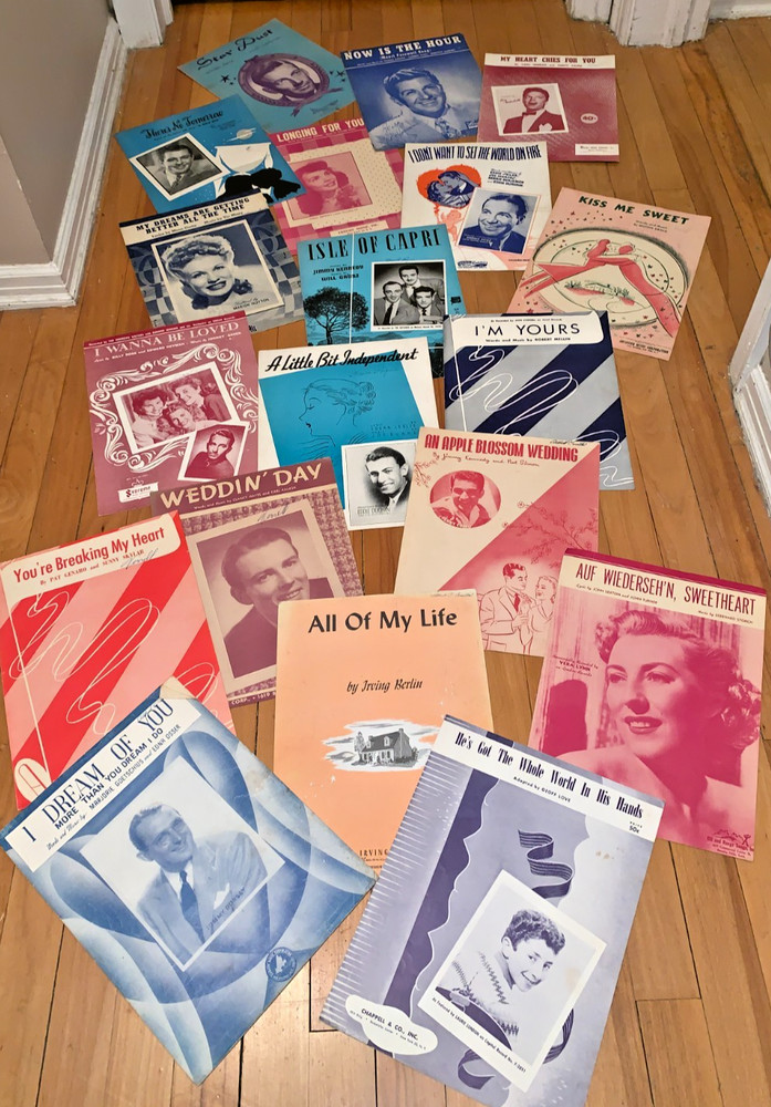 Sheet Music Lot of 19 Mid Century – Perry Como, Irving Berlin, Tommy Dorsey, etc