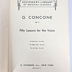 Concone Fifty Lessons For Low Voice Op 9 Vocal Piano Music Schirmer Library Vtg