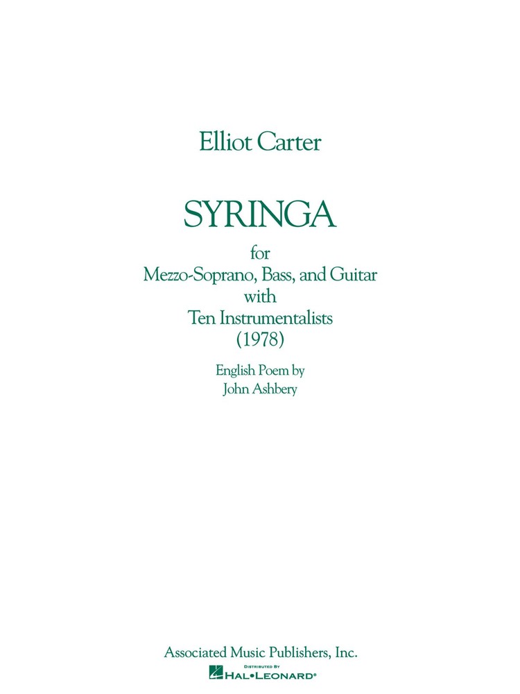 Elliott Carter Syringa 1978 Full Score Vocal Classical Guitar Sheet Music Book