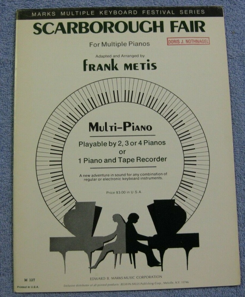 Scarborough Fair For Multiple Pianos By Frank Metis
