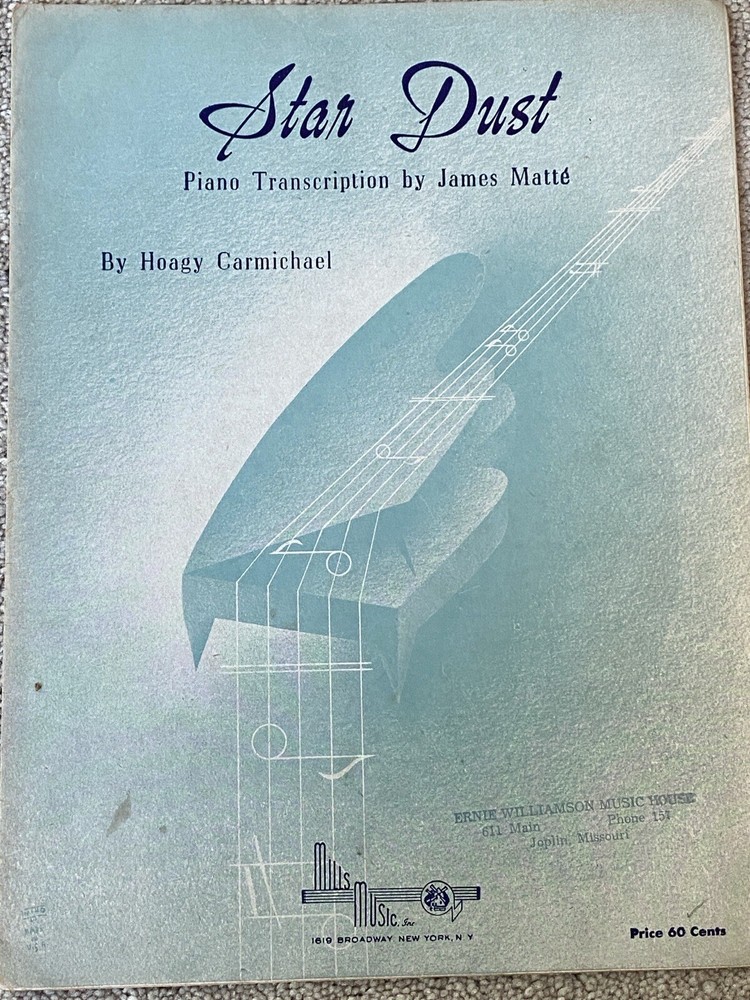 1929 STAR DUST Sheet Music PIANO TRANSCRIPTION by Hoagy Carmichael, James Matte