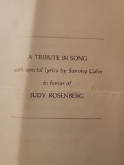 1967 SAMMY CAHN INVITE SONG SHEET HONOR JUDY ROSENBERG EINSTEIN MEDICAL COLLEGE