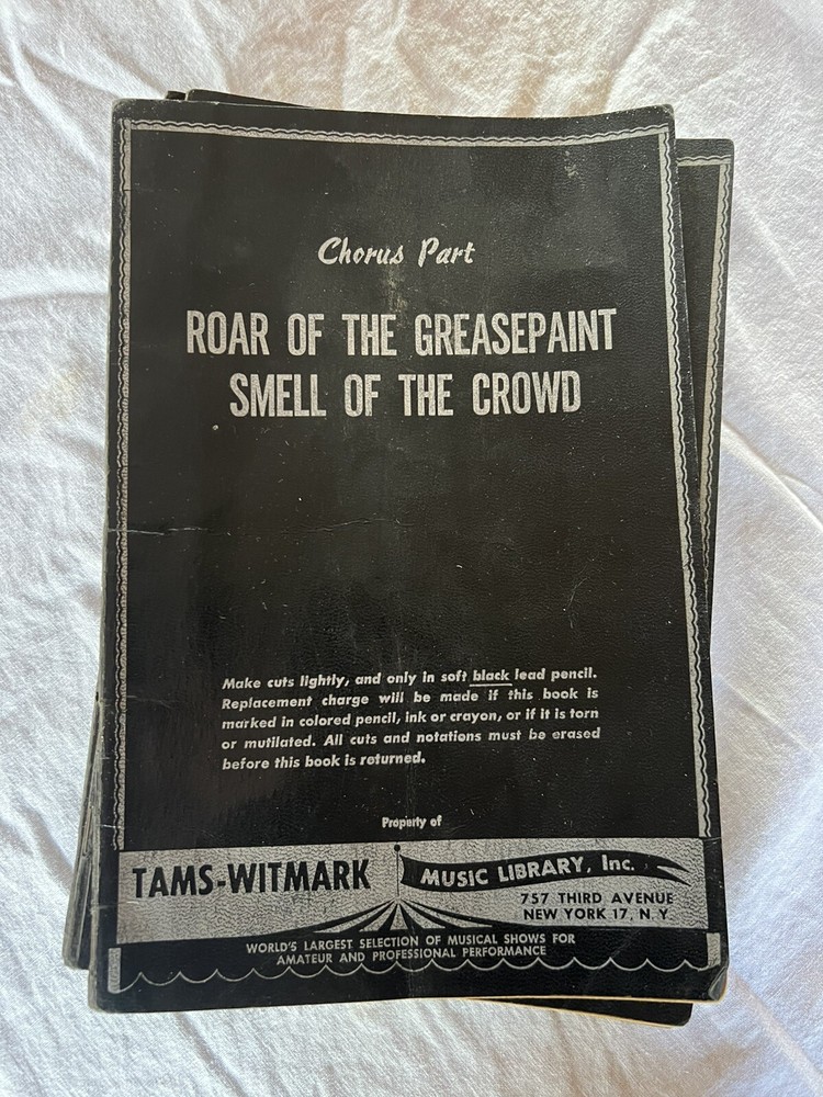 9 Vintage Theatrical Chorus Music Roar Of The Greasepaint Tams-Witmark New York