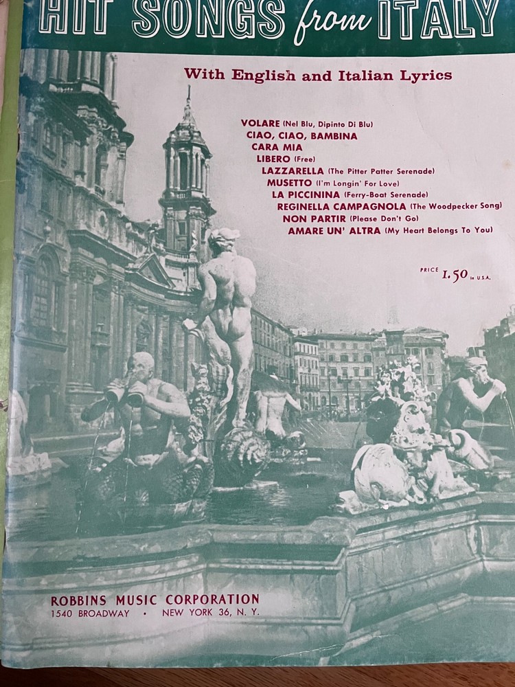 Hit Songs from Italy 1958 Volare Libero Ciao Bambina Musetto Italian English Lyr