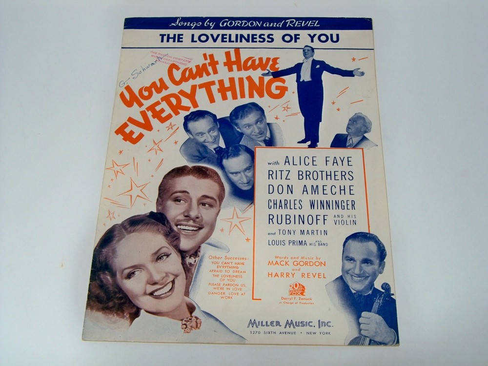 « The Loveliness of You », 1937, from 20th Century Fox « You Can&rsquo;t have everything »