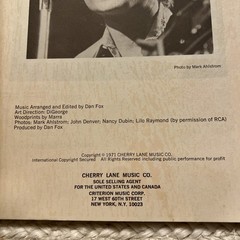 John Denver Songbook Sheet Music Cherry Lane Music Co 1971 vintage
