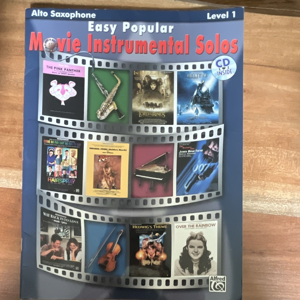 Alfred Alto Saxophone Easy Popular Movie Instrumental Solos Level 1 Book & CD