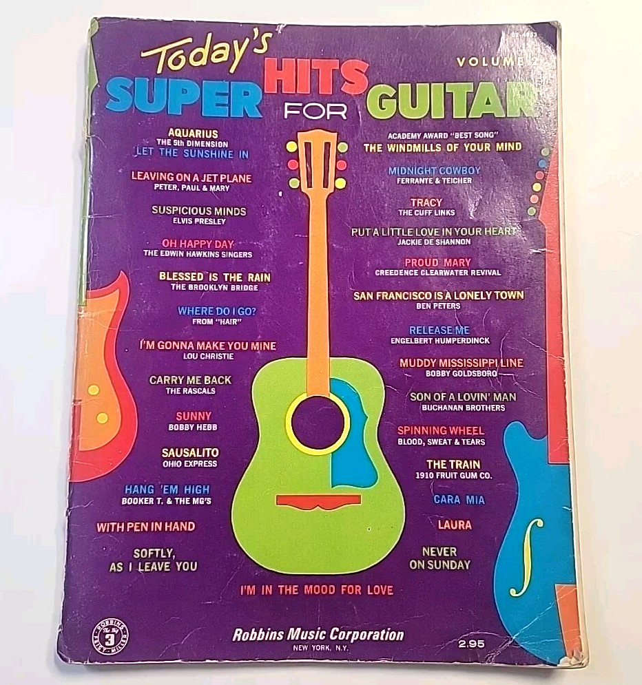 VTG Todays Super Hits Vol 2 Robbins Music Corporation for Guitar 1970 + extras