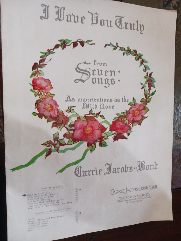 Songbook for Music and Lyrics « I Love You Truly »