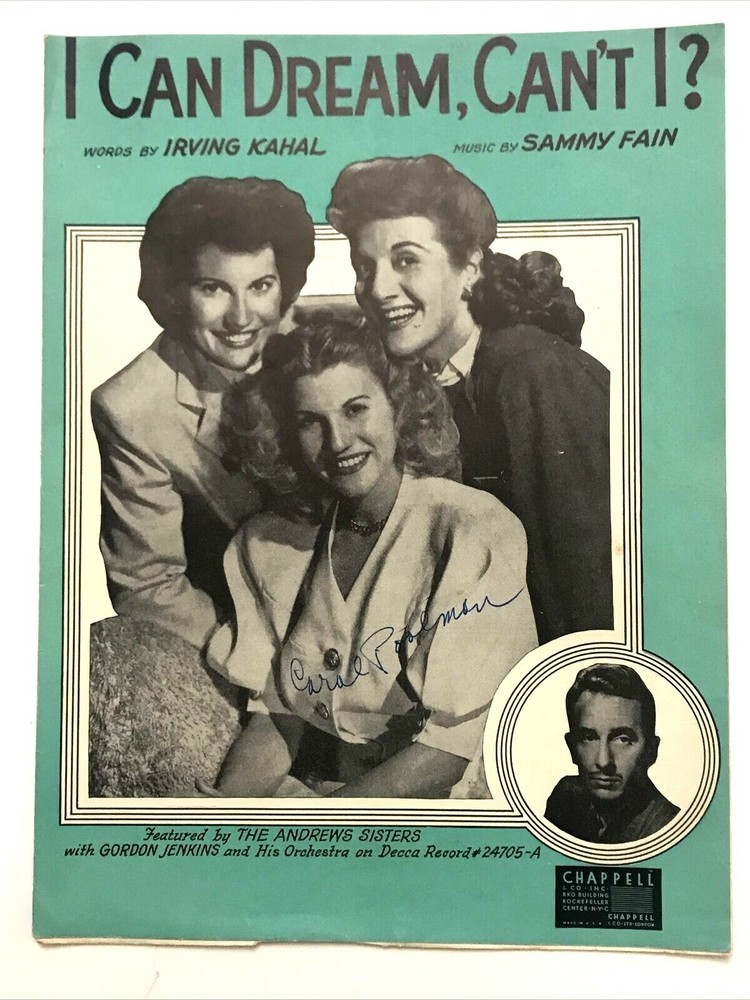 1937 I Can Dream, Can&rsquo;t I ? The Andrews Sisters G. Jennings 1937 Sheet Music