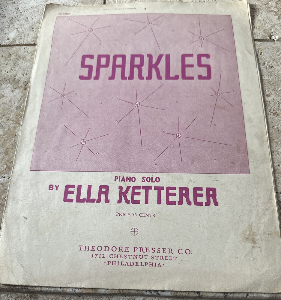 Sparkles VTG 1941 Sheet Music By Ella Ketterer Piano Solo