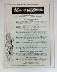 Vintage 1965 Sheet Music for « The Impossible Dream » Man Of La Mancha Musical
