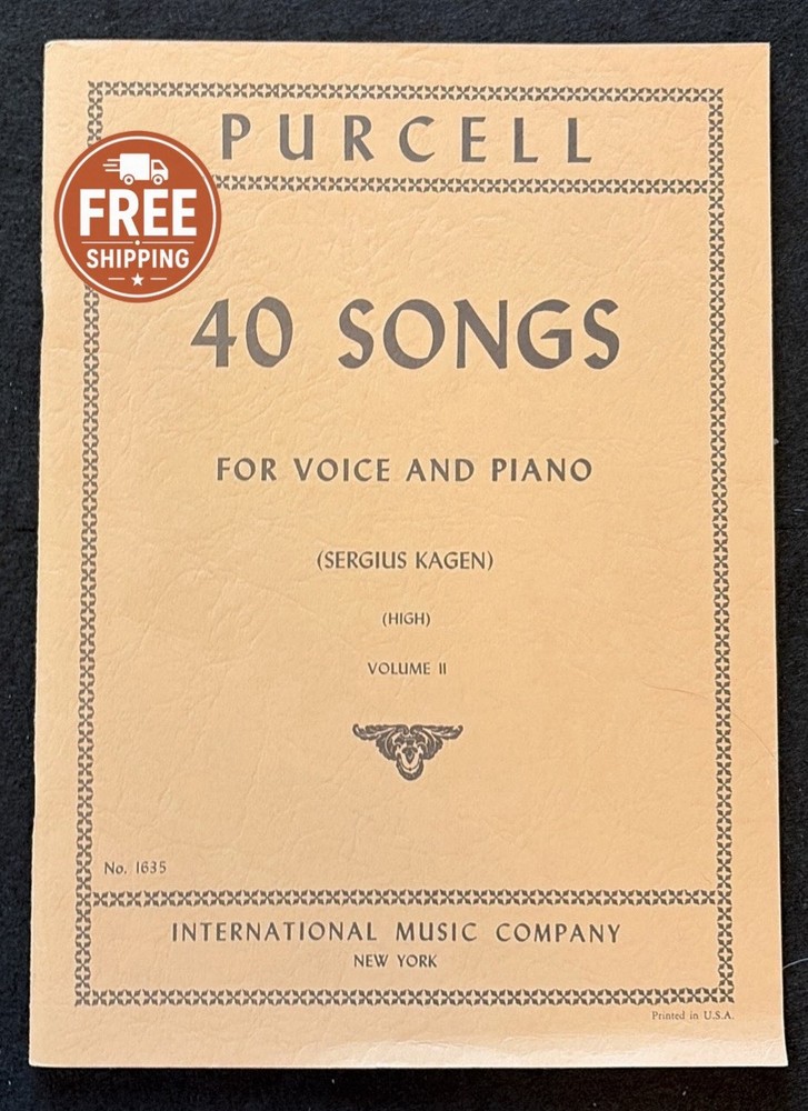 Purcell 40 Songs Vol 2 High Voice & Piano Sheet Music Sergius Kagen IMC