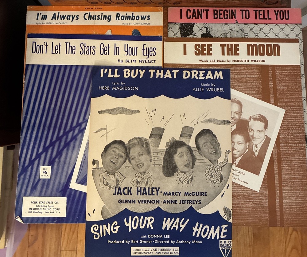 Vintage Antique Mixed Lot of 5 Sheet Music 1930’s-40’s Various Artists Genres #E