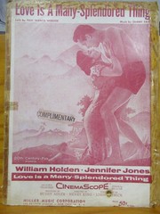 20th Century Fox Love Is A Many Splendored Thing Sheet Music 1950s Miller
