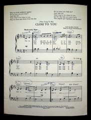 Sheet Music CLOSE TO YOU by Hal David & Burt Bacharach ©1970