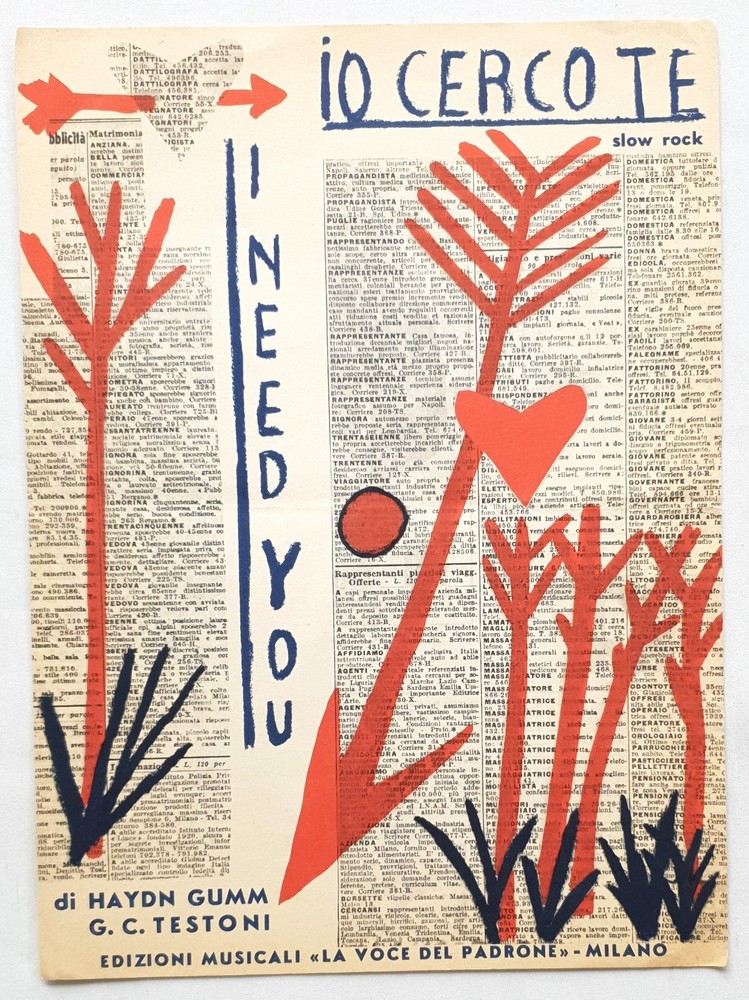 Lino Verde – Io Cerco Te (I Need You) – 1960 Italian Sheet Music+English Lyrics