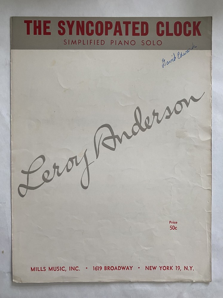 The Syncopated Clock Sheet Music Leroy Anderson Piano Solo Voice 1951 Vintage