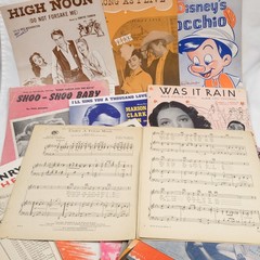 Sheet Music, Lot of 43 Songs from Movies, 1920s to 1950s, High Noon, Pinocchio +