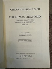 Edition Peters Nr. 38 Christmas Oratorio BWV 248 for Voice And Orchestra