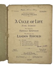 1906 Sheet Music Book A CYCLE OF LIFE Landon Ronald High Voice Madame Melba