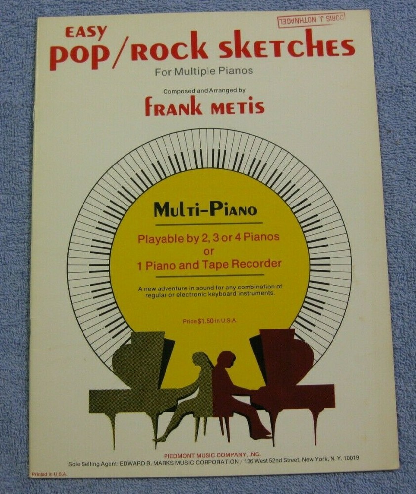Easy Pop Rock Sketches For Multiple Pianos By Frank Metis