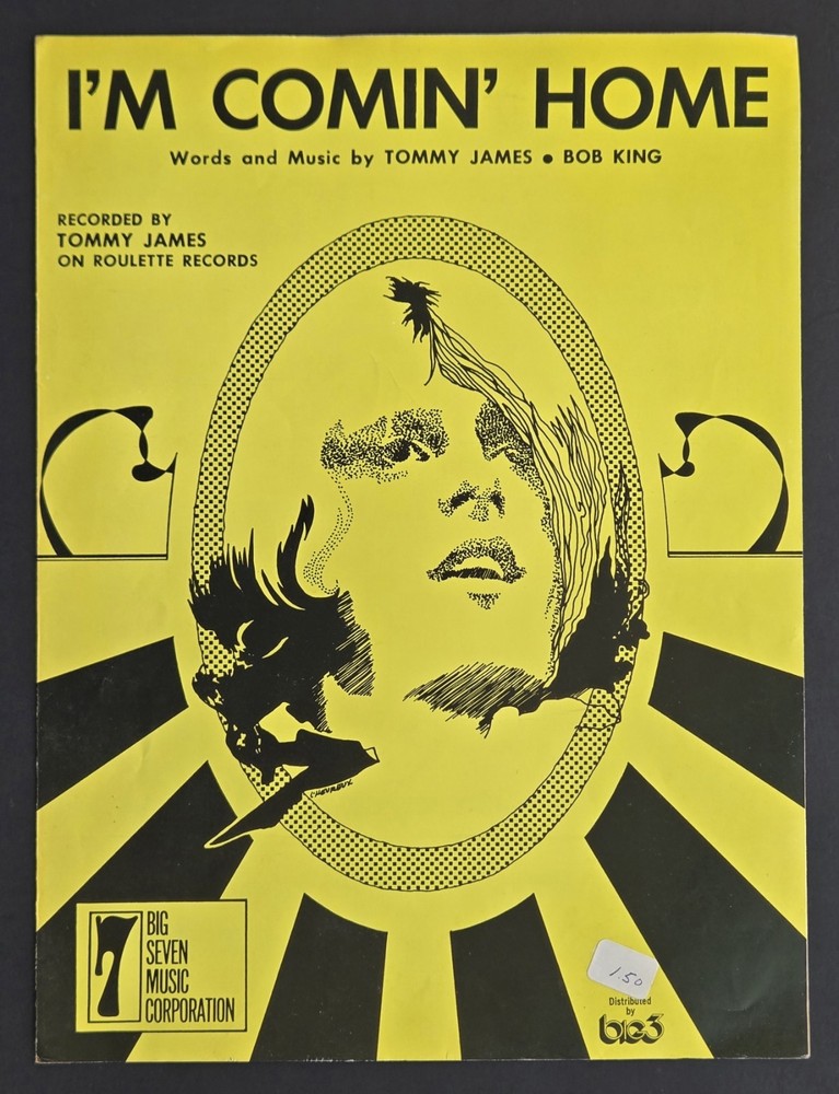 I&rsquo;m Comin&rsquo; Home Tommy James Sheet Music Piano Vocal Guitar 1971 Big 7 USA SELLER