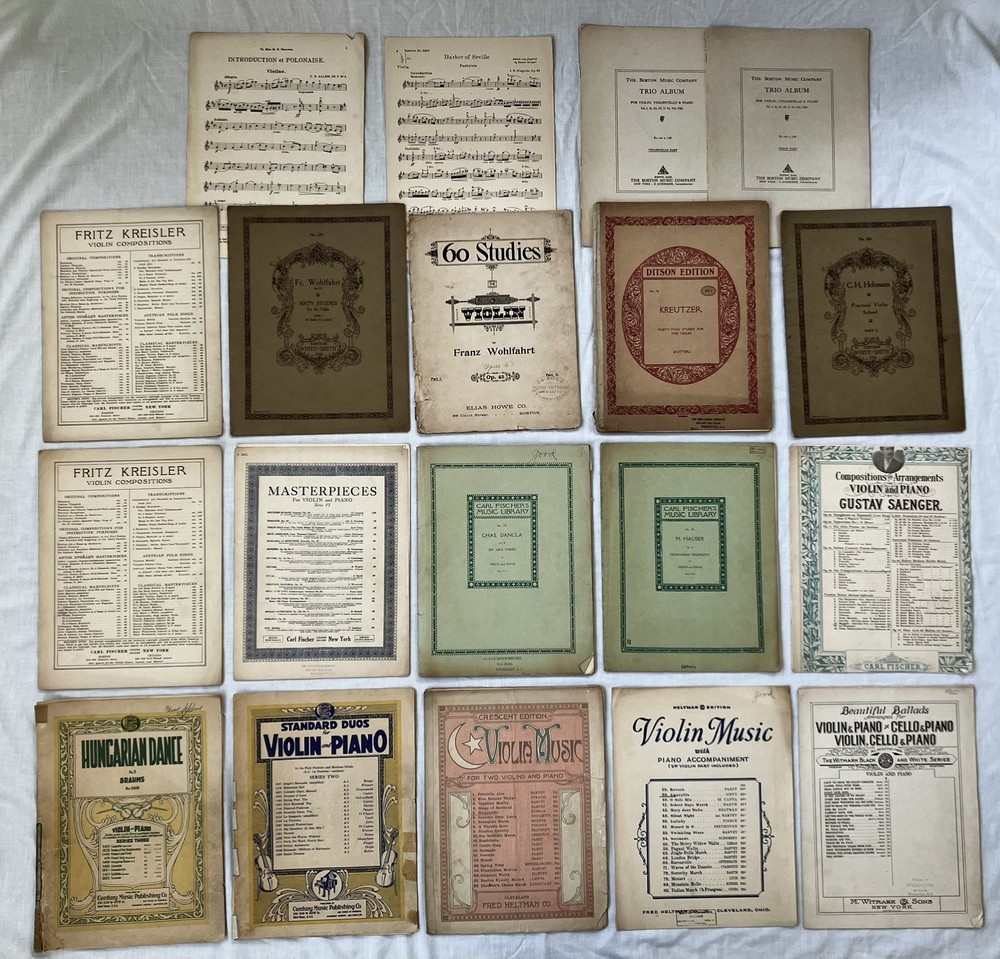 15+ Lot of Antique Music Books for VIOLIN or VIOLIN & PIANO 1890s-1920s