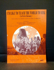 I&rsquo;d Like To teach The World To Sing Piano 1971 Sheet Music Cover Art F1AD