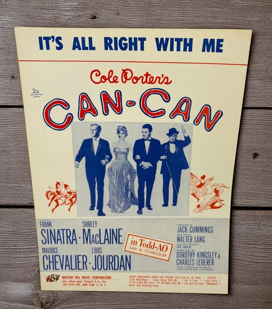 Its All Right With Me Vintage Piano Sheet Music from Can-Can Movie Cole Porter