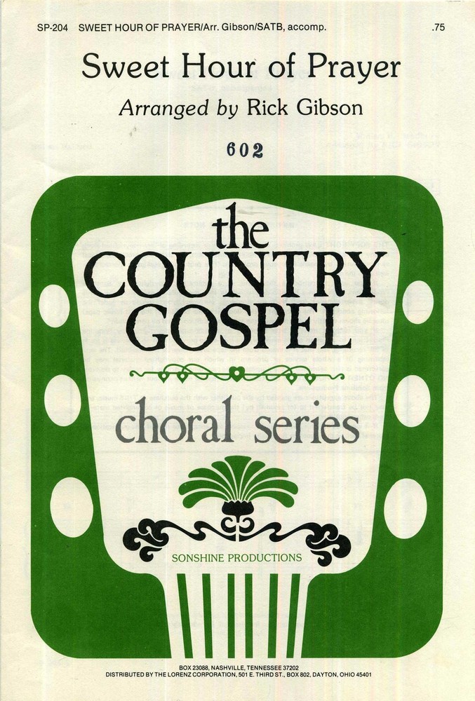 Sweet Hour of Prayer SATB Sheet Music with Piano Accompaniment and Guitar Chords