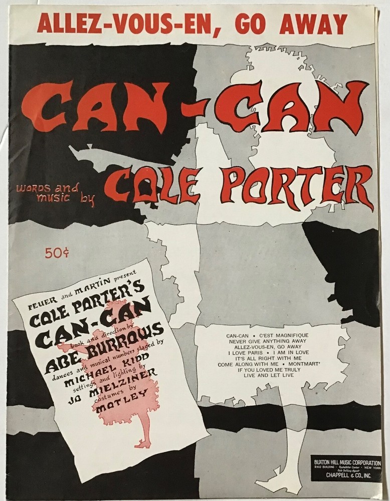 Allez-Vouz-En, Go Away – 1953 sheet music from Cole Porter musical « Can-Can »