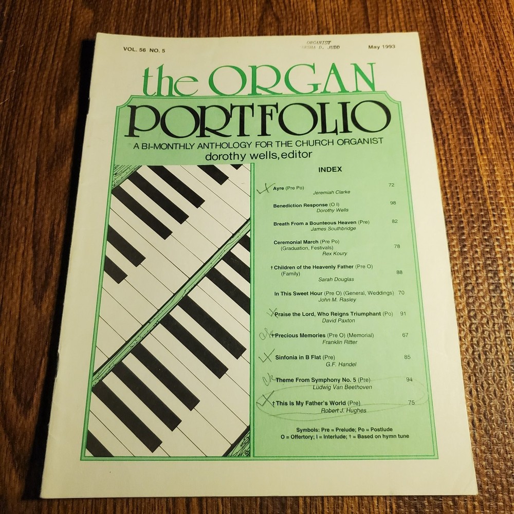 The Organ Portfolio Vocal Selections Songbook Lorenz May 1993