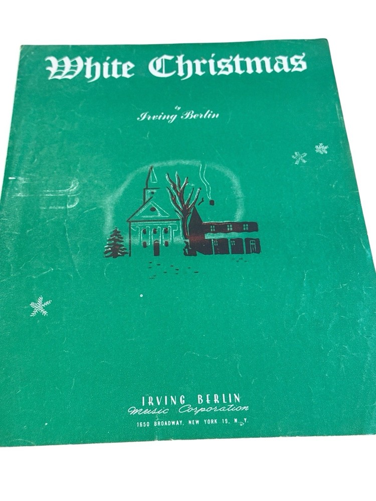 Irving Berlin White Christmas Sheet Music Piano Vocal Guitar Green Cover Vtg