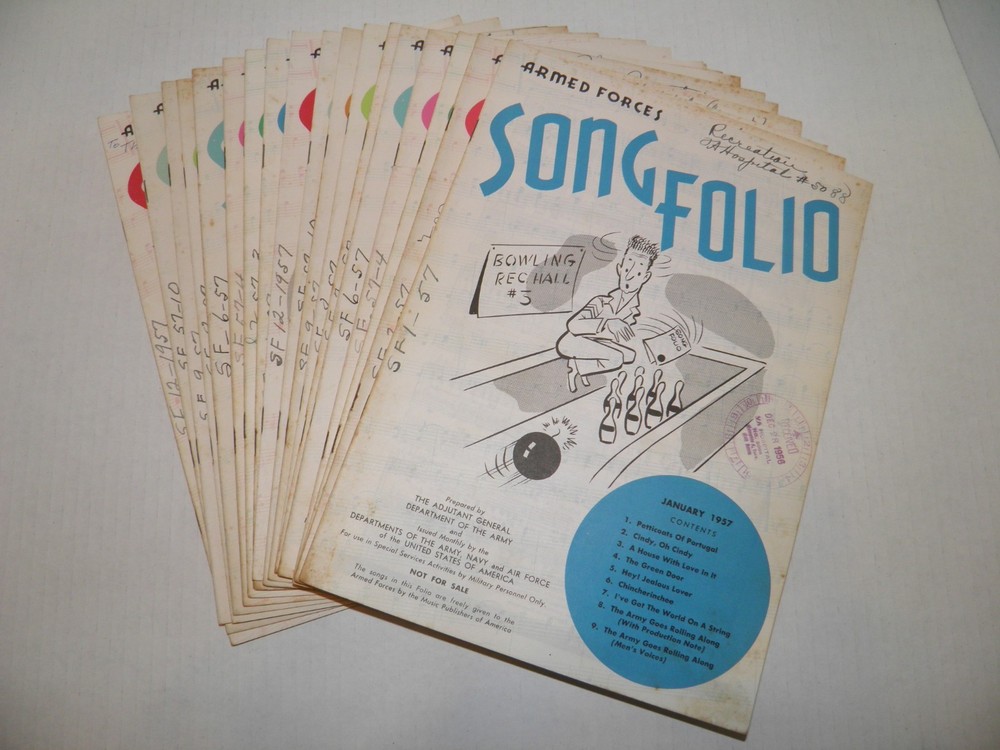 Vintage Armed Forces Song Folio Sheet Music 1957 Lot of 19 GUC